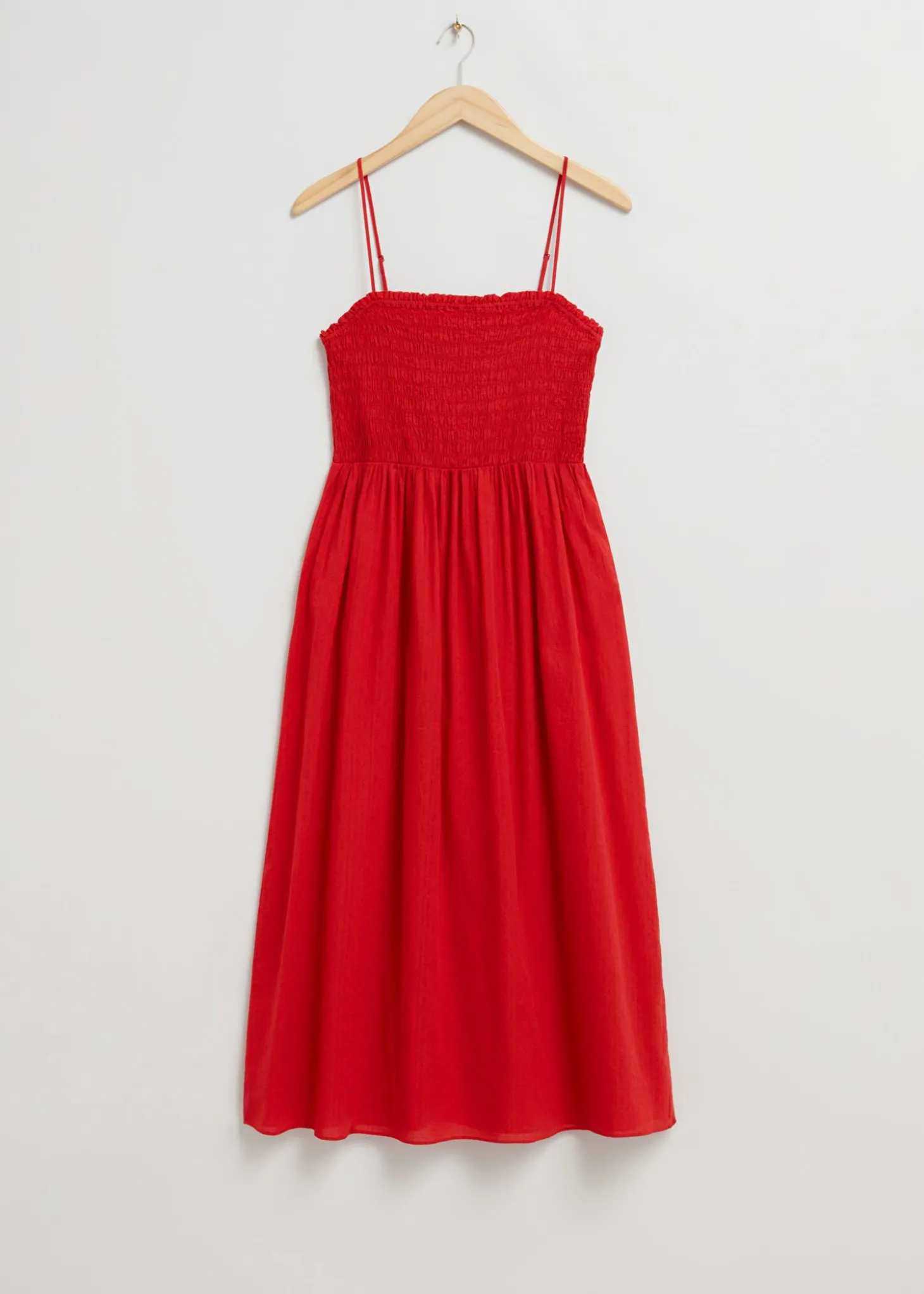 Smocked Strappy Midi-Kjole