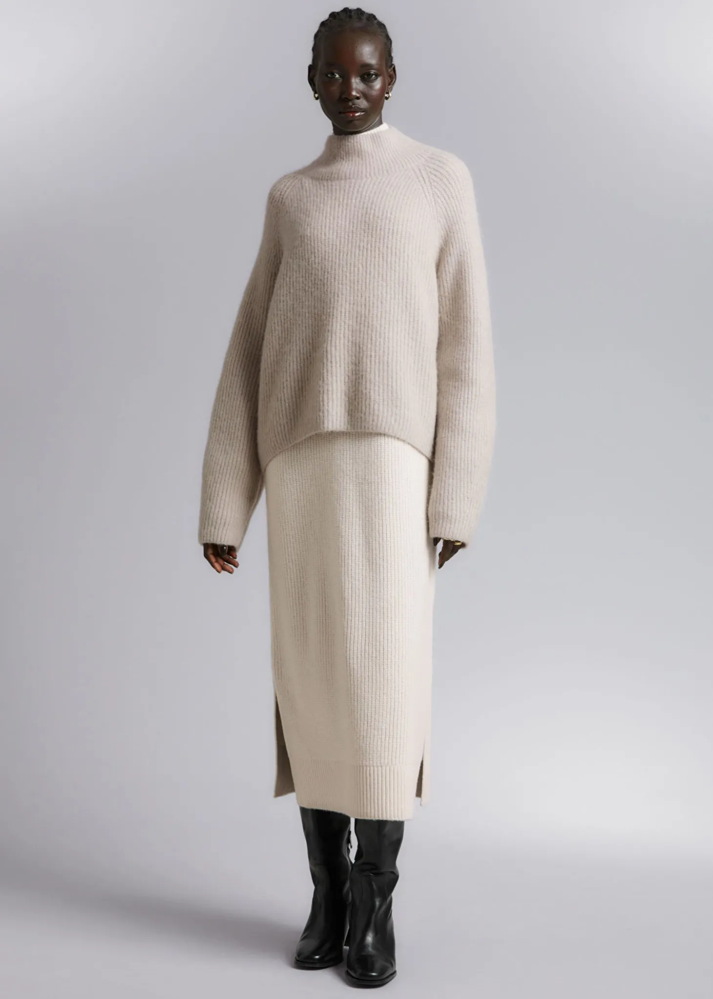 Strikket Mock Neck Jumper