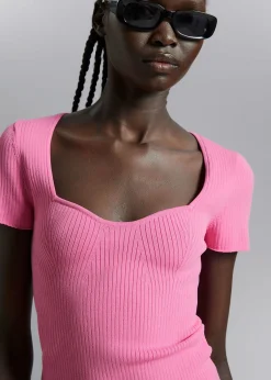 Strikket Sweetheart Neck Topp