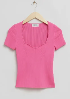 Strikket Sweetheart Neck Topp