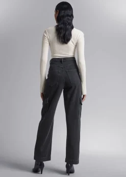 Tapered Cargo-Pocket Jeans