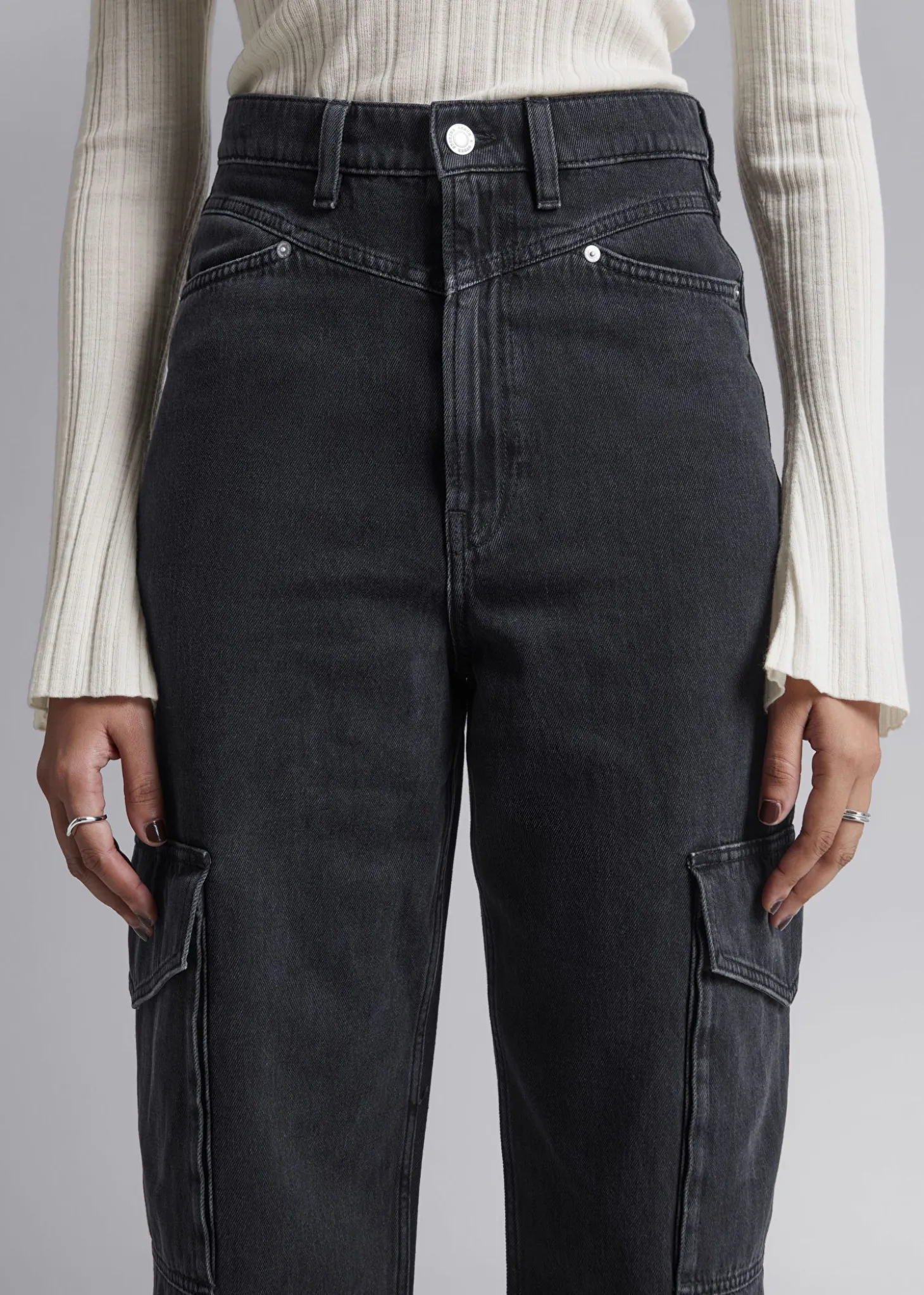 Tapered Cargo-Pocket Jeans