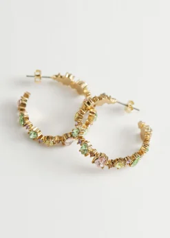 Teksturerte Rhinestone Mini Hoop Oredobber